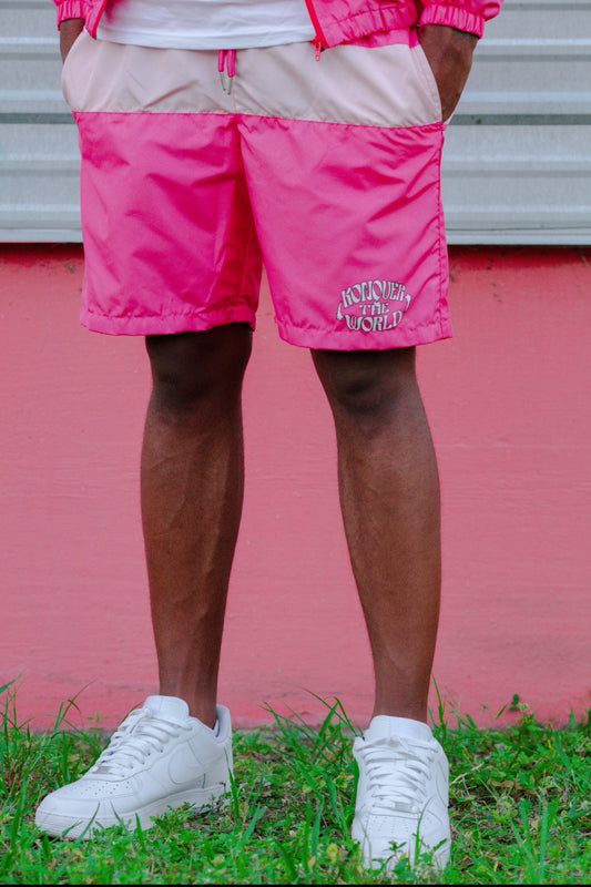 PINK WINDBREAKER SHORTS