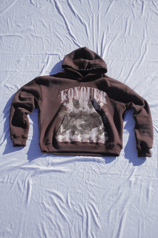 BROWN STUDDED HOODIE