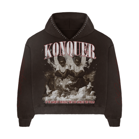 BROWN STUDDED HOODIE