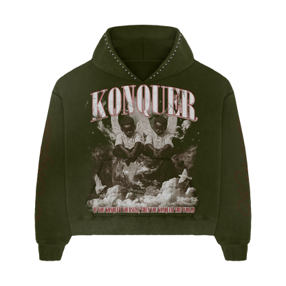 OLIVE STUDDED HOODIE