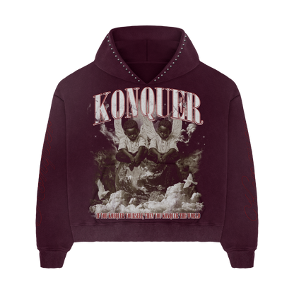 BURGUNDY STUDDED HOODIE