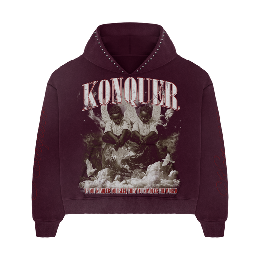 BURGUNDY STUDDED HOODIE