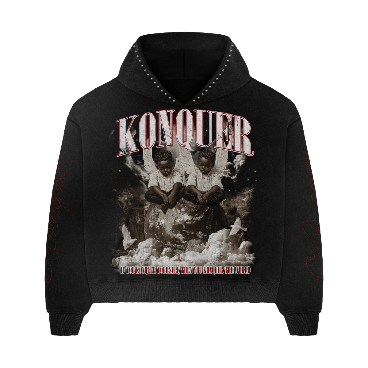 BLACK STUDDED HOODIE