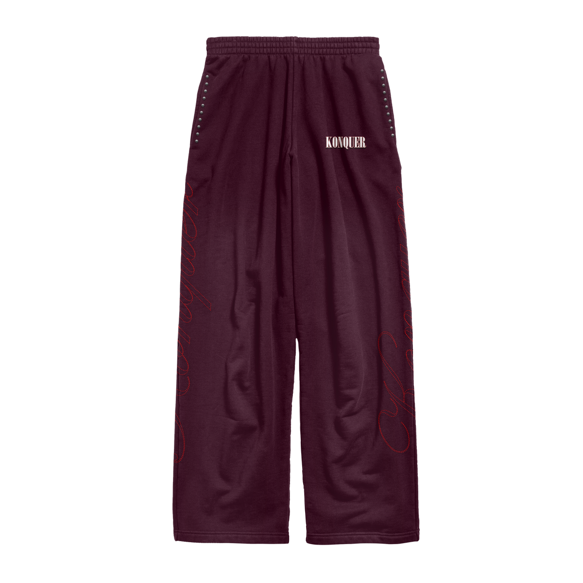 BURGUNDY STUDDED PANTS
