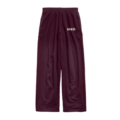 BURGUNDY STUDDED PANTS