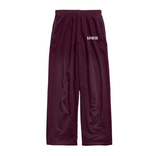 BURGUNDY STUDDED PANTS